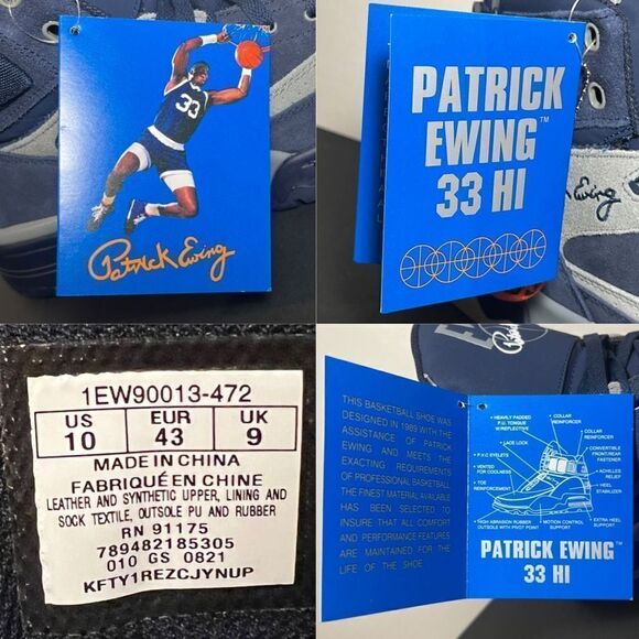 Mens PATRICK EWING Athletics 33 Hi Georgetown Sneakers / Size 10 - Picture 8 of 8